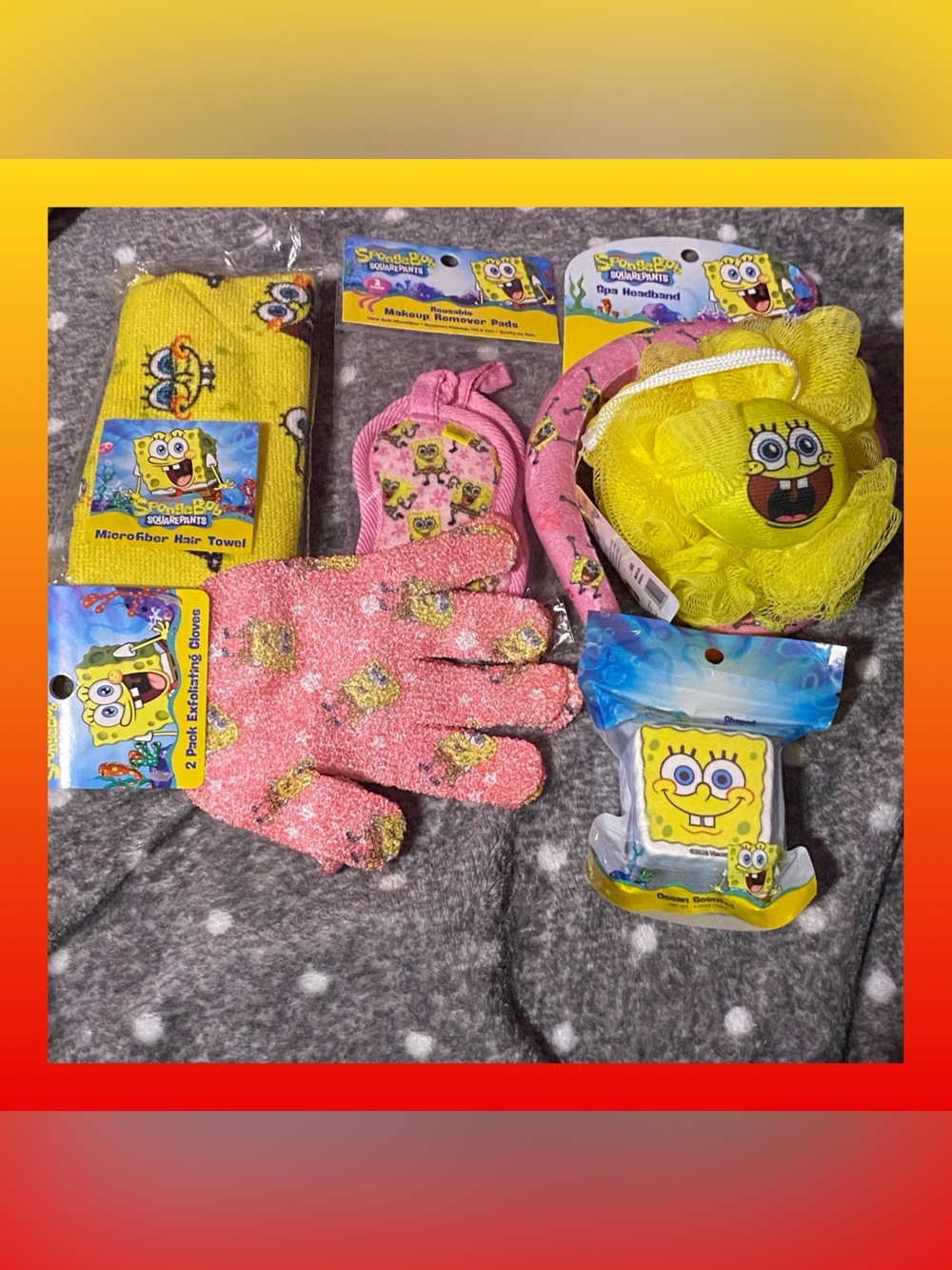 SpongeBob SquarePants Spa/Bath Accessory Set 6 Pcs NWT
